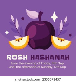 Rosh Hashanah Feier. Rosh Hashanah Hintergrund. Übersetzung aus Hebräisch - Frohes neues Jahr. Jüdisches Neujahrskonzept. Vektorgrafik. Poster, Banner, Grußkarte, Einladungskarte. Shana tova.