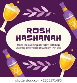 Rosh Hashanah Feier. Rosh Hashanah Hintergrund. Übersetzung aus Hebräisch - Frohes neues Jahr. Jüdisches Neujahrskonzept. Vektorgrafik. Poster, Banner, Grußkarte, Einladungskarte. Shana tova.