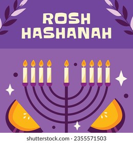 Rosh Hashanah Feier. Rosh Hashanah Hintergrund. Übersetzung aus Hebräisch - Frohes neues Jahr. Jüdisches Neujahrskonzept. Vektorgrafik. Poster, Banner, Grußkarte, Einladungskarte. Shana tova.