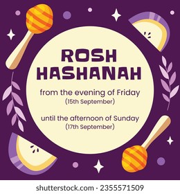 Rosh Hashanah Feier. Rosh Hashanah Hintergrund. Übersetzung aus Hebräisch - Frohes neues Jahr. Jüdisches Neujahrskonzept. Vektorgrafik. Poster, Banner, Grußkarte, Einladungskarte. Shana tova.