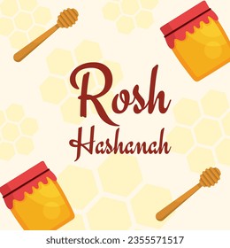 Rosh Hashanah Feier. Rosh Hashanah Hintergrund. Übersetzung aus Hebräisch - Frohes neues Jahr. Jüdisches Neujahrskonzept. Vektorgrafik. Poster, Banner, Grußkarte, Einladungskarte. Shana tova.