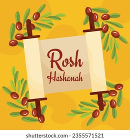 Rosh Hashanah Feier. Rosh Hashanah Hintergrund. Übersetzung aus Hebräisch - Frohes neues Jahr. Jüdisches Neujahrskonzept. Vektorgrafik. Poster, Banner, Grußkarte, Einladungskarte. Shana tova.