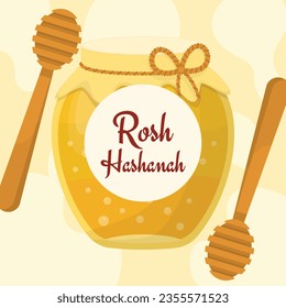 Rosh Hashanah Feier. Rosh Hashanah Hintergrund. Übersetzung aus Hebräisch - Frohes neues Jahr. Jüdisches Neujahrskonzept. Vektorgrafik. Poster, Banner, Grußkarte, Einladungskarte. Shana tova.