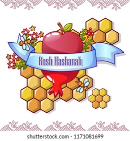 Rosh hashanah concept background. Cartoon illustration of rosh hashanah vector concept background for web design