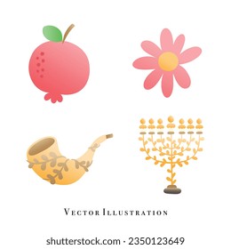 Rosh Hashanah elements, Festive. Vector illustration