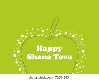 Rosh Hashanah. Greeting card design Jewish New Year. Shana Tova. Green apple. Vector illustration