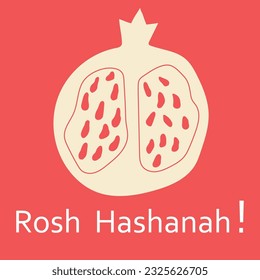 Rosh Hashanah greeting card with doodle pomegranate.