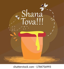 Rosh Hashanah greeting card card. Jewish tradition - Vector