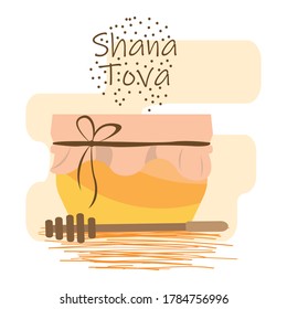 Rosh Hashanah greeting card card. Jewish tradition - Vector