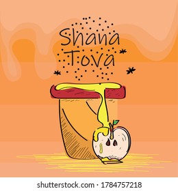 Rosh Hashanah greeting card card. Jewish tradition - Vector