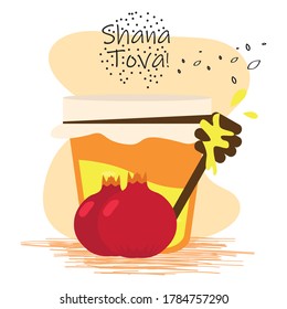 Rosh Hashanah greeting card card. Jewish tradition - Vector