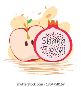 Rosh Hashanah greeting card card. Jewish tradition - Vector