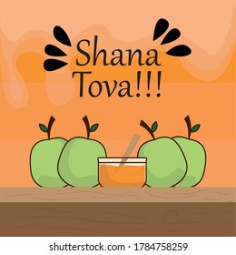Rosh Hashanah greeting card card. Jewish tradition - Vector