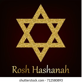 Rosh Hashanah greeting card with star of David made of golden sand. Vector illustration for Jewish New Year