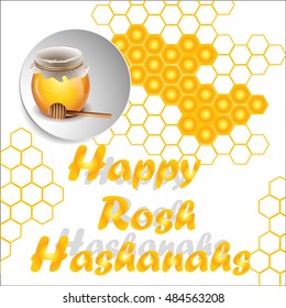 Rosh Hashanah holiday. Background with honey