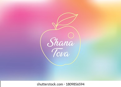 Rosh Hashanah holiday greeting card design with apple concept, traditional symbol (jewish new year) vector illustration.