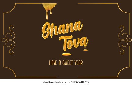 Rosh Hashanah holiday greeting card design with honey concept, traditional symbol (jewish new year) vector illustration.