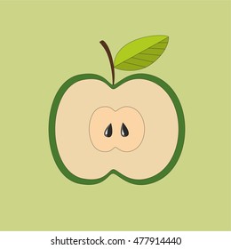 Rosh Hashanah holiday. Greeting card Jewish New Year. Vector design illustration
Painted apple half