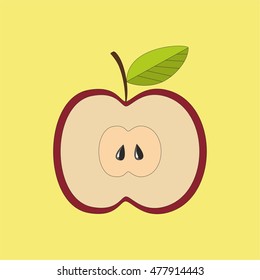 Rosh Hashanah holiday. Greeting card Jewish New Year. Vector design illustration
Painted apple half