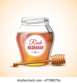 Rosh Hashanah holiday.  Shana Tova Jewish Happy New Year isolated icon of honey. Vector illustration. EPS 10