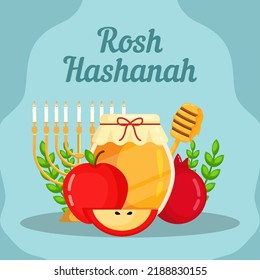 rosh hashanah illustration in flat design style