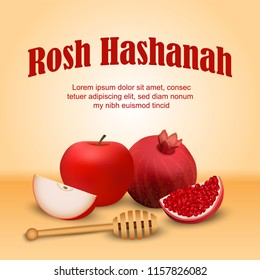 Rosh hashanah jewish holiday concept background. Realistic illustration of rosh hashanah jewish holiday vector concept background for web design