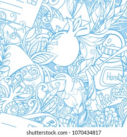 Rosh Hashanah (Jewish New Year) seamless pattern.