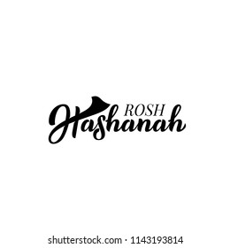 Rosh Hashanah. Jewish New Year. Hand lettering illustration for banner, flyer, print material, sticker, typography, poster, greeting card, postcard, logo. Calligraphy of black color. Vector