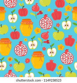 Rosh Hashanah (jewish new year) seamless pattern background design. Vector illustration