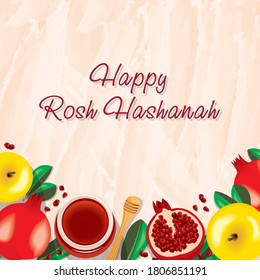 Rosh hashanah. Jewish New Year holiday concept. Traditional symbols