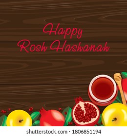 Rosh hashanah. Jewish New Year holiday concept. Traditional symbols