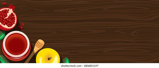 Rosh hashanah. Jewish New Year holiday concept. Traditional symbols