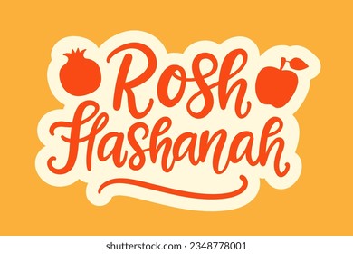 Rosh Hashanah jüdische Neujahrskarte-Aufkleber mit handgeschriebener Schrift, moderne Kaliligrahie. Poster, Postkarte, Poster, Banner-Vorlage 