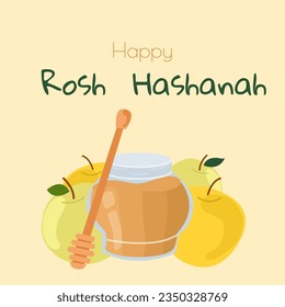 Rosh Hashanah Jewish New Year greeting card.Poster, postcard, poster, banner template