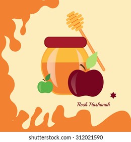 Rosh Hashanah jewish new year greeting card set design with hand drawing apple honey and pomegranate. Rosh Hashanah vector greeting card design for Jewish New Year. Rosh Hashanah celebration hashanah.