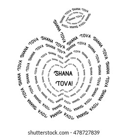 Rosh Hashanah - Jewish New Year. Apple made from lettering text Shana Tova - greeting text. Vector illustration