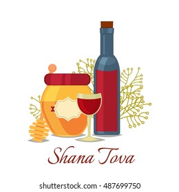 Rosh Hashanah jewish new year greeting card set design with hand drawing apple honey and pomegranate. Rosh Hashanah vector greeting card design for Jewish New Year. Rosh Hashanah celebration hashanah.