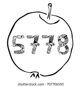 Rosh HaShanah. The Jewish New Year. 5778 year in the apple. Doodle. hand draw. Vector illustration.