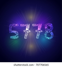 Rosh HaShanah. The Jewish New Year. 5778 year. blue multicolored background with glare. Doodle. hand draw. Vector illustration.