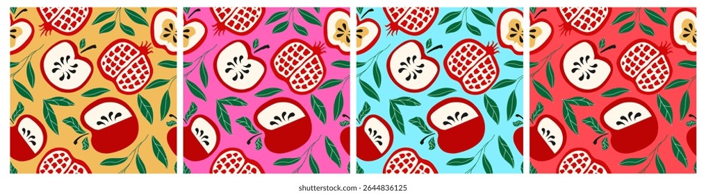 Rosh Hashanah pattern set hand drawn stye