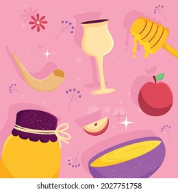 rosh hashanah pattern traditional icons