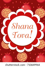 Rosh Hashanah poster, flyer, invitation, greeting card. Shana Tova is a template for your design with traditional symbols. Jewish holiday. Happy New Year in Israel. Vector illustration