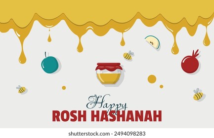 Rosh Hashanah poster with melted honey and event elements