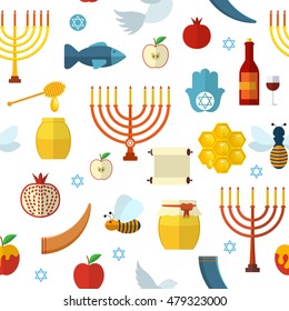 Rosh Hashanah, Shana Tova seamless pattern vector illustration