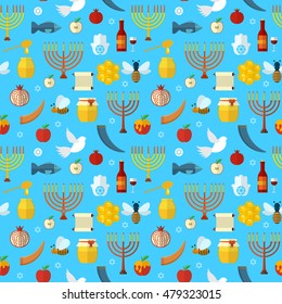 Rosh Hashanah, Shana Tova seamless pattern vector illustration