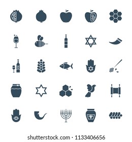 Rosh Hashanah Solid Web Icons. Vector Set of Beauty Glyphs.