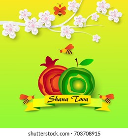 Ros-ha Shana. Shana tova. Jewish new year. Vector stock.