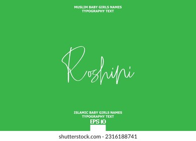 Roshini Arabic Girl Name Text Lettering Vector Sign