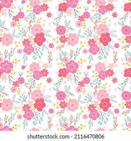 Rosie Flowers Bunch Pattern Design Seamless Vector 