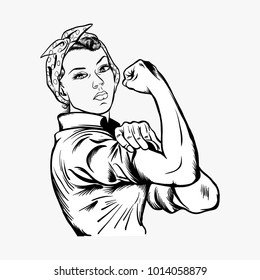 Rosie the riveter vector illustration - international women's day vector, yes we can vector isolated on white background